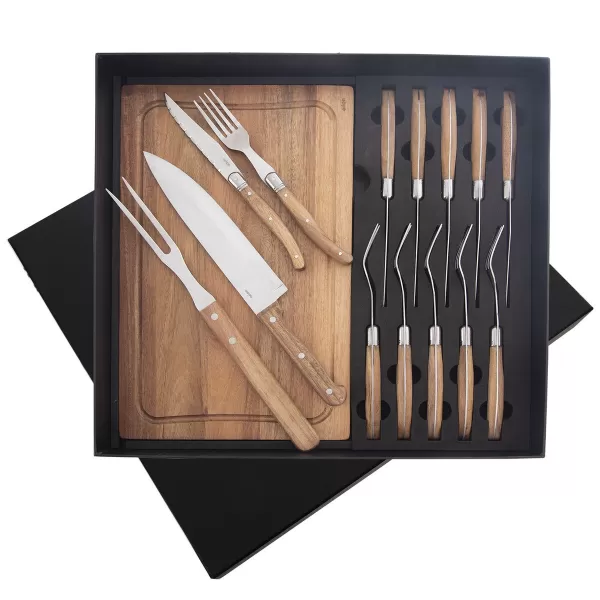 Steak set nůž+vidlička+vidlice nerez/dřevo
