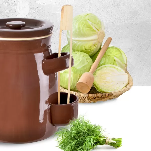 Hrnec ker. na nakládání+víko, kleště 2,5 l zelák
