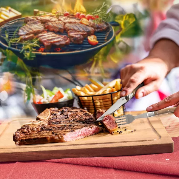 Steak set nůž+vidlička+vidlice nerez/dřevo