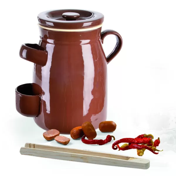 Hrnec ker. na nakládání+víko, kleště 2,5 l zelák