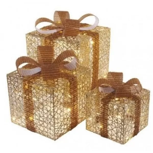 EMOS Světlo vánoční DCFC14 72LED XMAS GOLD GIFT BOX WW-svět.dárky zlaté -3ks