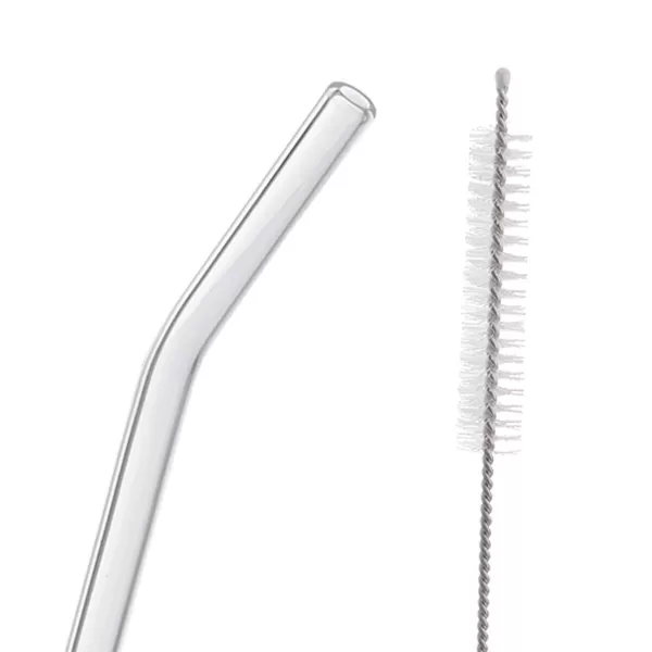 Brčko borosil. sklo nápojové zahnuté 4 ks 20 cm+kartáček