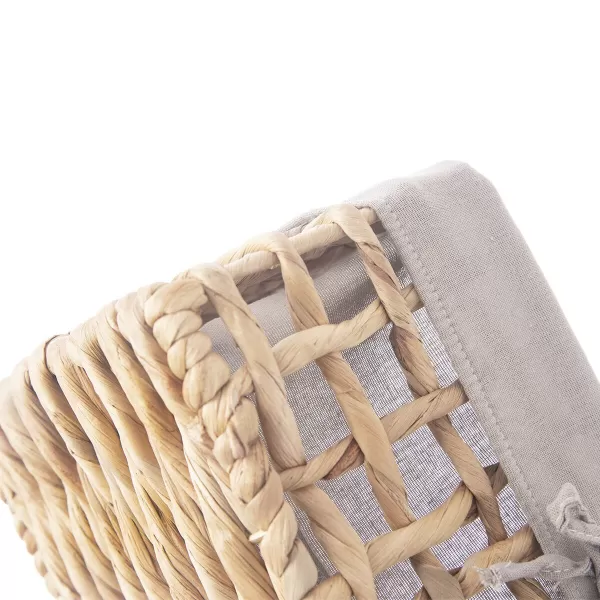Košík vodní hyacint+textil 27x17x13 cm šedá