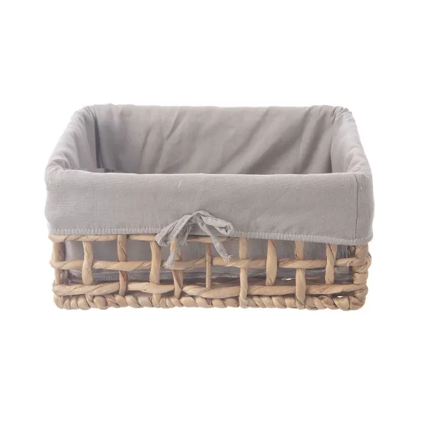 Košík vodní hyacint+textil 31x21x14,5 cm šedá