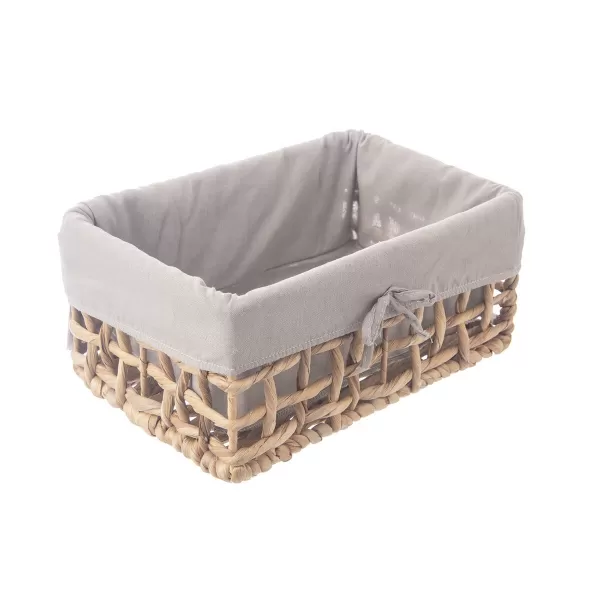Košík vodní hyacint+textil 31x21x14,5 cm šedá