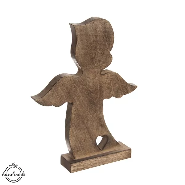 Anděl dřevo MANGO srdce v. 38,5 cm