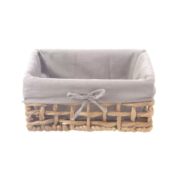 Košík vodní hyacint+textil 27x17x13 cm šedá