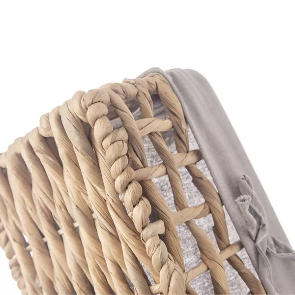 Košík vodní hyacint+textil 31x21x14,5 cm šedá
