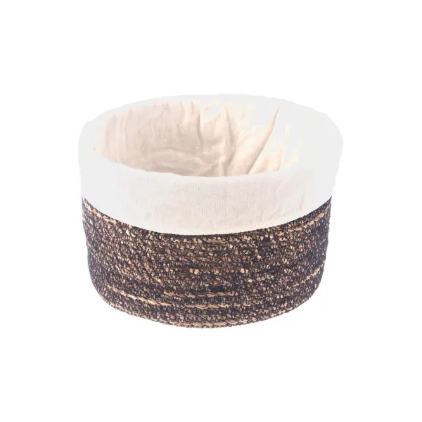 Košík vodní hyacint+textil pr. 18 cm, v. 13 cm smetanová