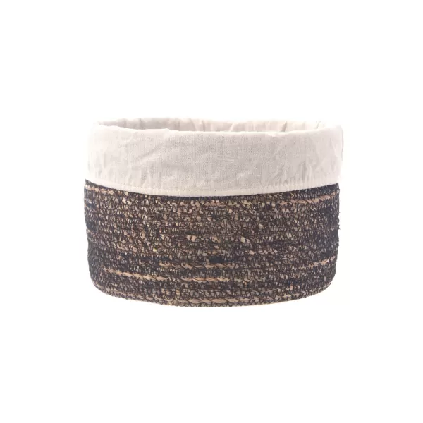 Košík vodní hyacint+textil pr. 18 cm, v. 13 cm smetanová