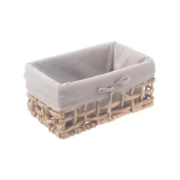 Košík vodní hyacint+textil 27x17x13 cm šedá
