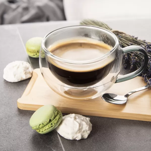 Hrnek dvoustěnné borosil. sklo 2ks DOUBLE cappuccino 0,33 l,šedá