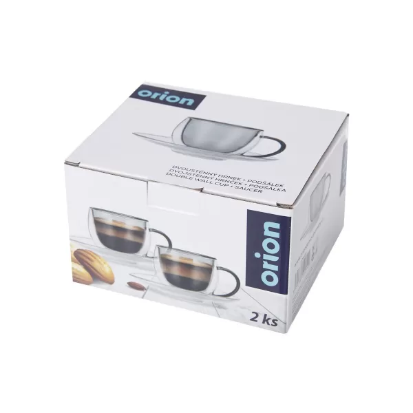 Hrnek dvoustěnné borosil. sklo+podš 2ks DOUBLE espresso 0,1 l šedá