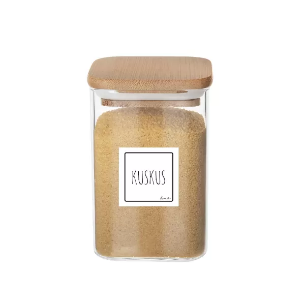 Dóza borosil. sklo/bambus 1,3 l hranatá