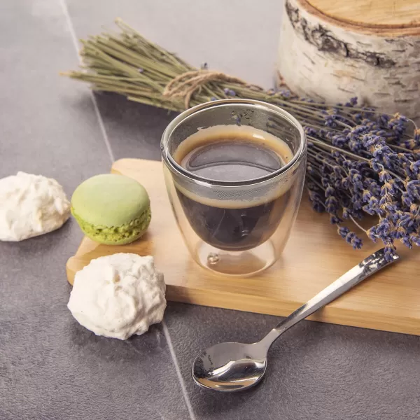 Sklenice dvoustěnné borosil. sklo 2 ks DOUBLE espresso 0,11 l, šedá bez ucha