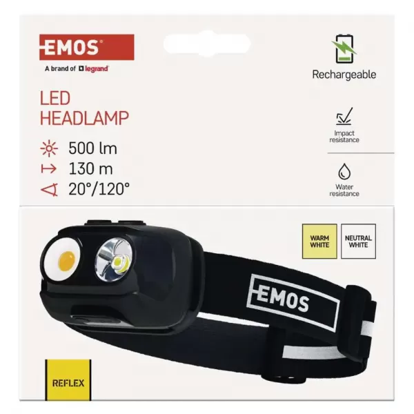 EMOS Čelovka nabíjecí COB LED + LED teplá/neutrál. bílá P3542