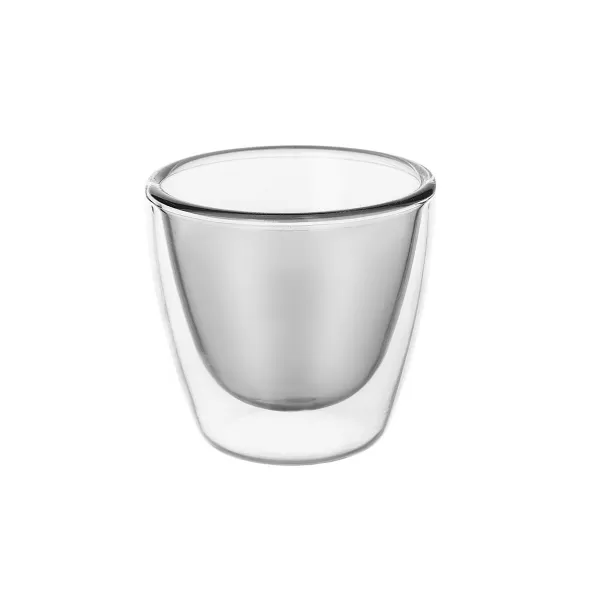 Sklenice dvoustěnné borosil. sklo 2 ks DOUBLE espresso 0,11 l, šedá bez ucha