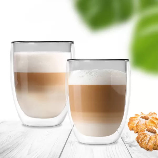 Sklenice dvoustěnné borosil. sklo 2 ks DOUBLE latté 0,41 l, šedá