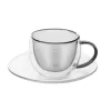 Hrnek dvoustěnné borosil. sklo+podš 2ks DOUBLE espresso 0,1 l šedá