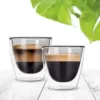 Sklenice dvoustěnné borosil. sklo 2 ks DOUBLE espresso 0,11 l, šedá bez ucha