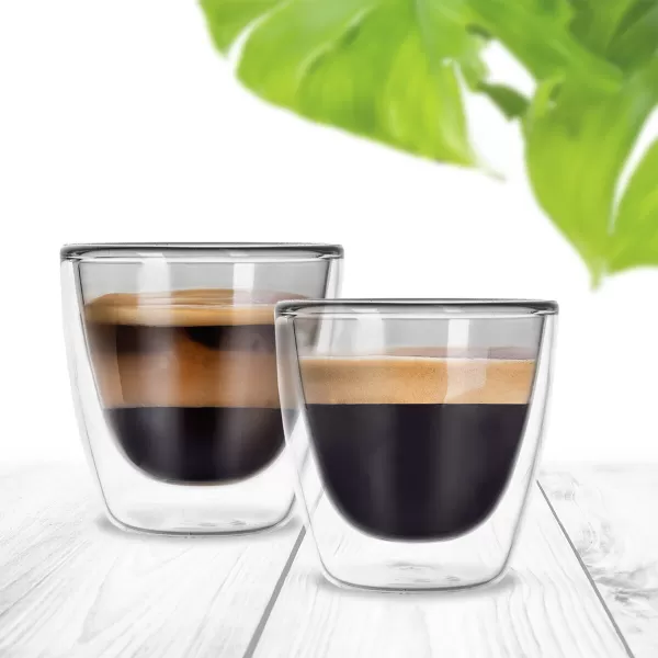 Sklenice dvoustěnné borosil. sklo 2 ks DOUBLE espresso 0,11 l, šedá bez ucha