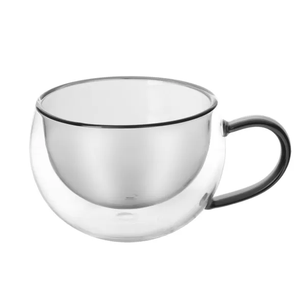 Hrnek dvoustěnné borosil. sklo 2ks DOUBLE cappuccino 0,33 l,šedá