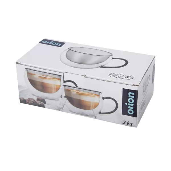 Hrnek dvoustěnné borosil. sklo 2ks DOUBLE cappuccino 0,33 l,šedá