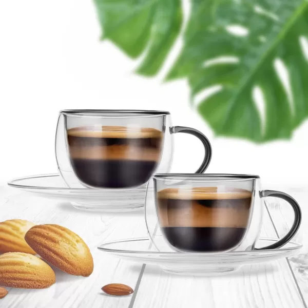 Hrnek dvoustěnné borosil. sklo+podš 2ks DOUBLE espresso 0,1 l šedá
