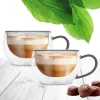 Hrnek dvoustěnné borosil. sklo 2ks DOUBLE cappuccino 0,33 l,šedá