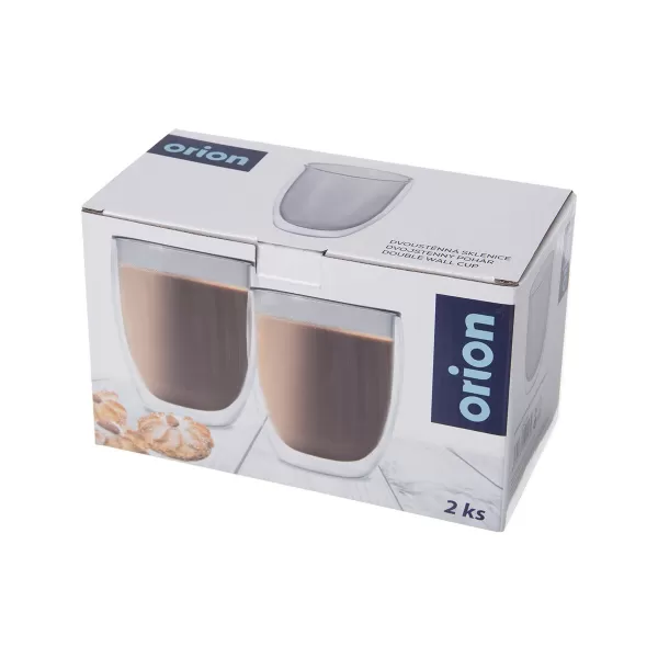 Sklenice dvoustěnné borosil. sklo 2 ks DOUBLE latté 0,41 l, šedá