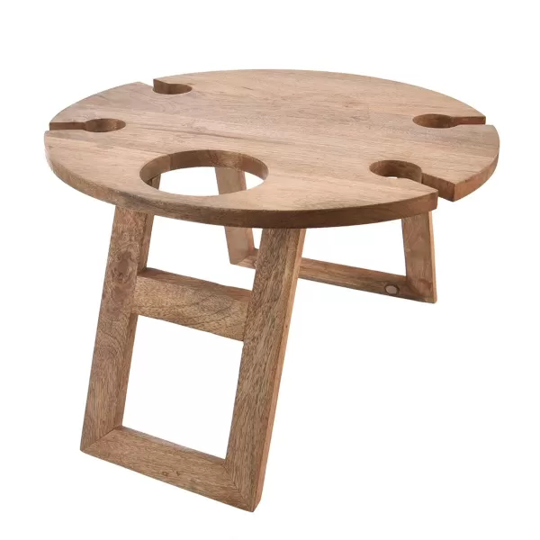 Tác-stolek dřevo MANGO piknik+nožky pr. 39,5 cm, v. 24,5 cm
