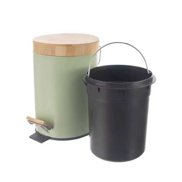 Koš odp. kov/UH s pedálem+bamb. víko GREENISH 3 l