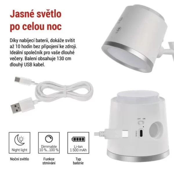 EMOS Lampa stolní LED ABBIE bílá Z7636W