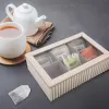 Kazeta na čajové sáčky dřevo/sklo mix