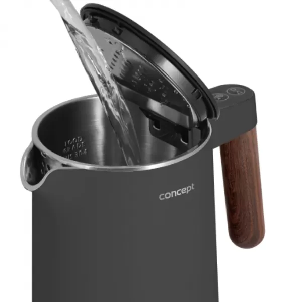 CONCEPT Rychlovarná konvice s regulací teploty 1,5 l NORWOOD, tmavě šedá RK3305