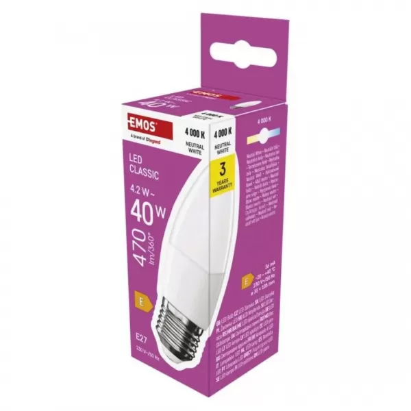EMOS LED CLS CANDLE 4,2W 470ml E27 NW ZQ4E23