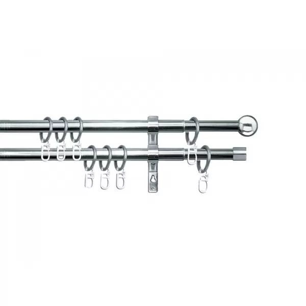 Dvojitá záclonová souprava roztažitelná KOULE 16/19mm, 200-350cm, ušl.ocel, bez kroužků