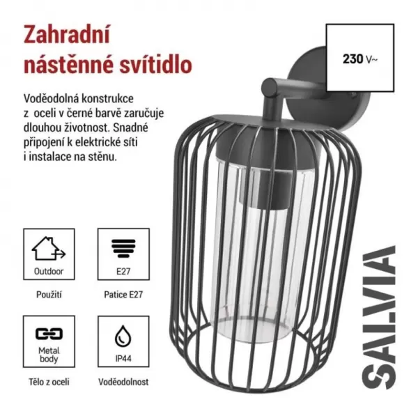 EMOS ZGD010P LED zahradní svítidlo nástěnné E27,IP44,MAX 15W