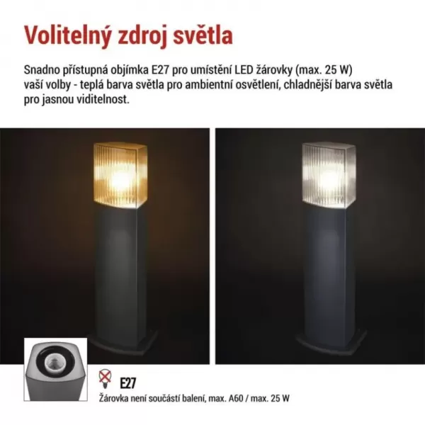 EMOS ZGL0A0P LED zahradní svítidlo sloupek E27,IP54,MAX 25W