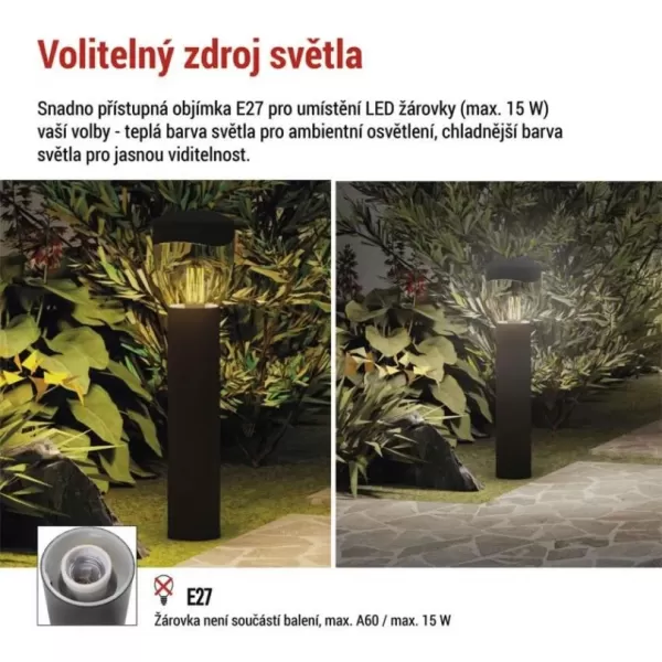 EMOS ZGA0A0P LED zahradní svítidlo sloupek E27,IP44,MAX 15W