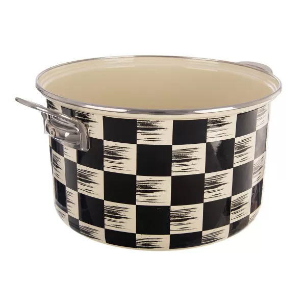Hrnec smalt ŠACHOVNICE Lem 6,5 l
