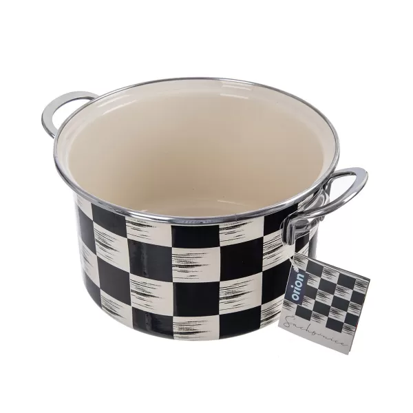 Hrnec smalt ŠACHOVNICE Lem 3 l