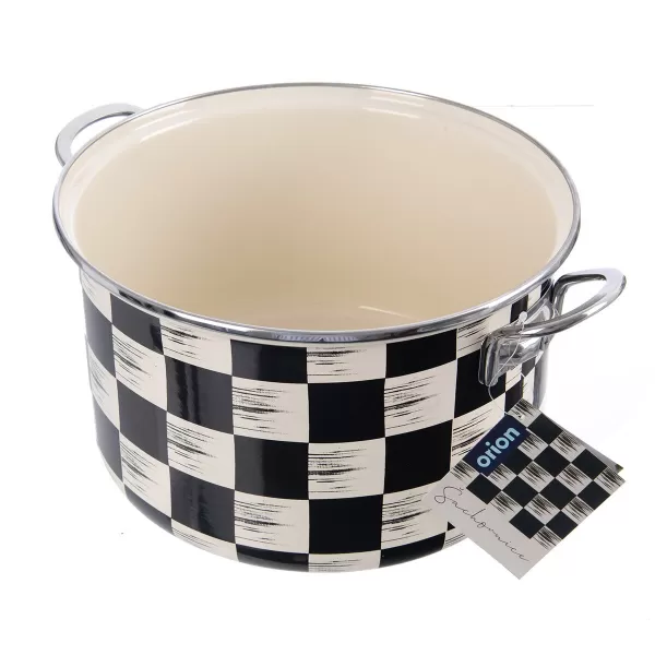 Hrnec smalt ŠACHOVNICE Lem 6,5 l