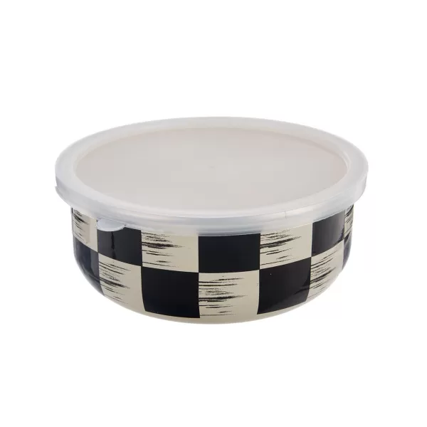 Miska smalt ŠACHOVNICE Lem+UH víčko pr. 15,5 cm