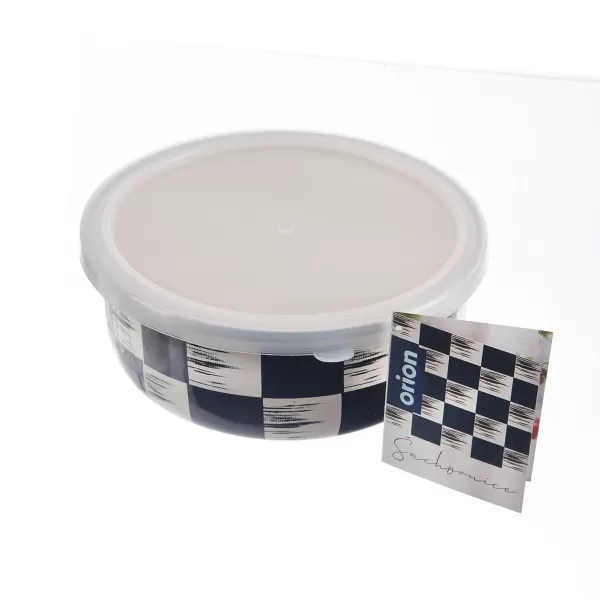 Miska smalt ŠACHOVNICE Lem+UH víčko pr. 17 cm