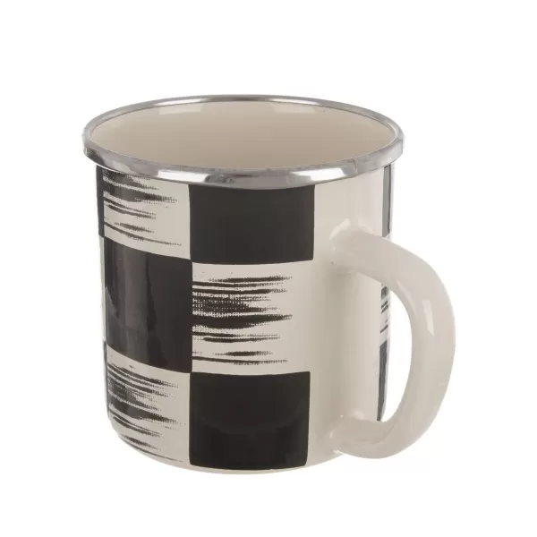 Hrnek smalt ŠACHOVNICE Lem 0,41 l, pr. 8,8 cm