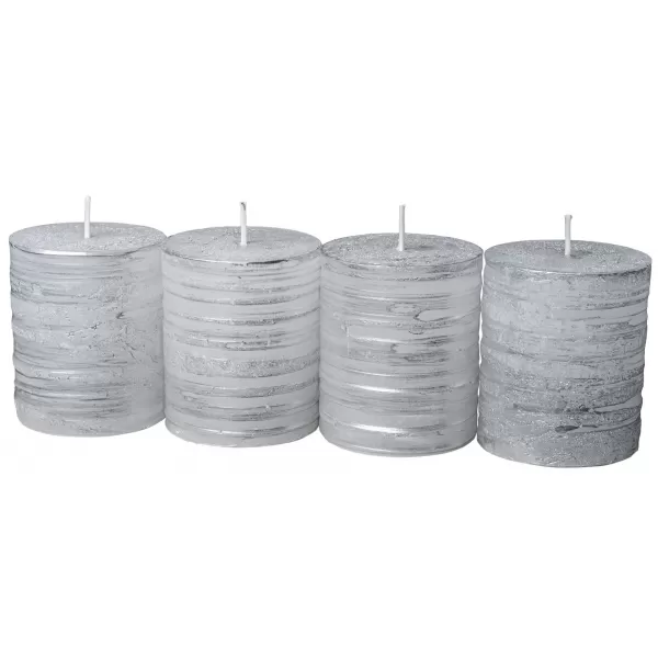 Svíčka adventní Harmony 60x70mm 4ks stříbrná rustik