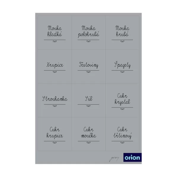Samolepky na dózy GREY čtverec 48 šedá CZ