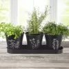 Květináč kov bylinky BLACK pr. 11 cm 3 ks+podtácek