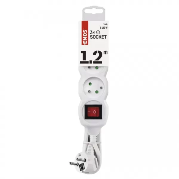 EMOS Prodlužka 3Z 1,2M s vyp. P1311